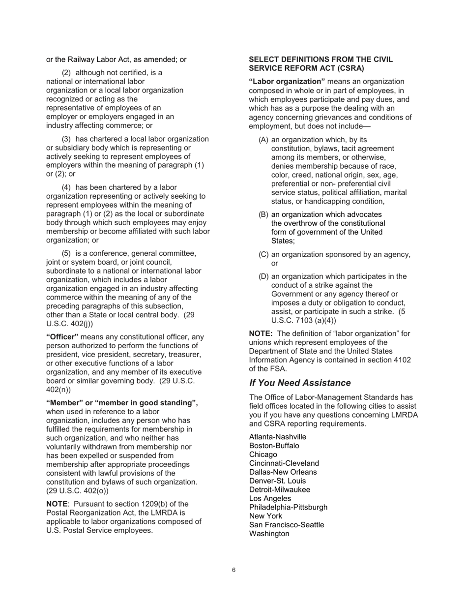 Instructions for Form LM-1 Labor Organization Information Report, Page 6