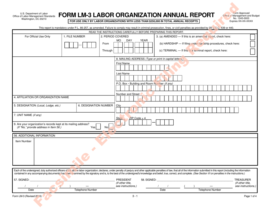 Form LM-3 Labor Organization Annual Report, Page 1