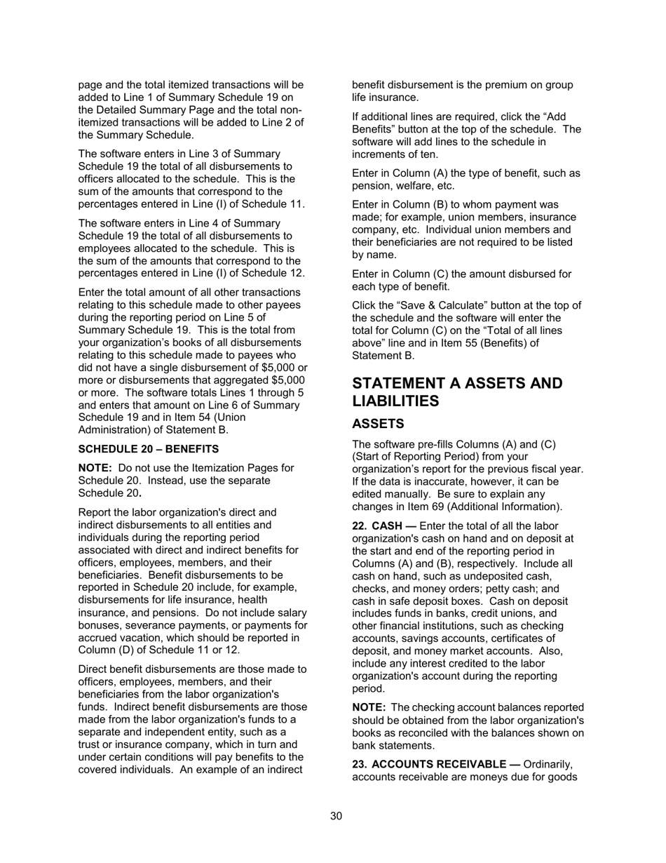 Instructions for Form LM-2 Labor Organization Annual Report, Page 30