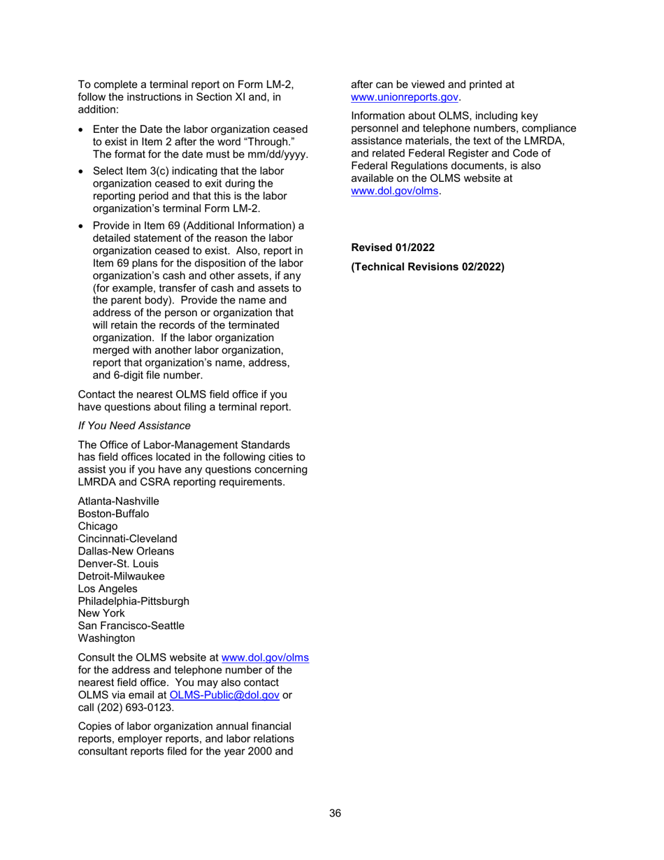 Instructions for Form LM-2 Labor Organization Annual Report, Page 36