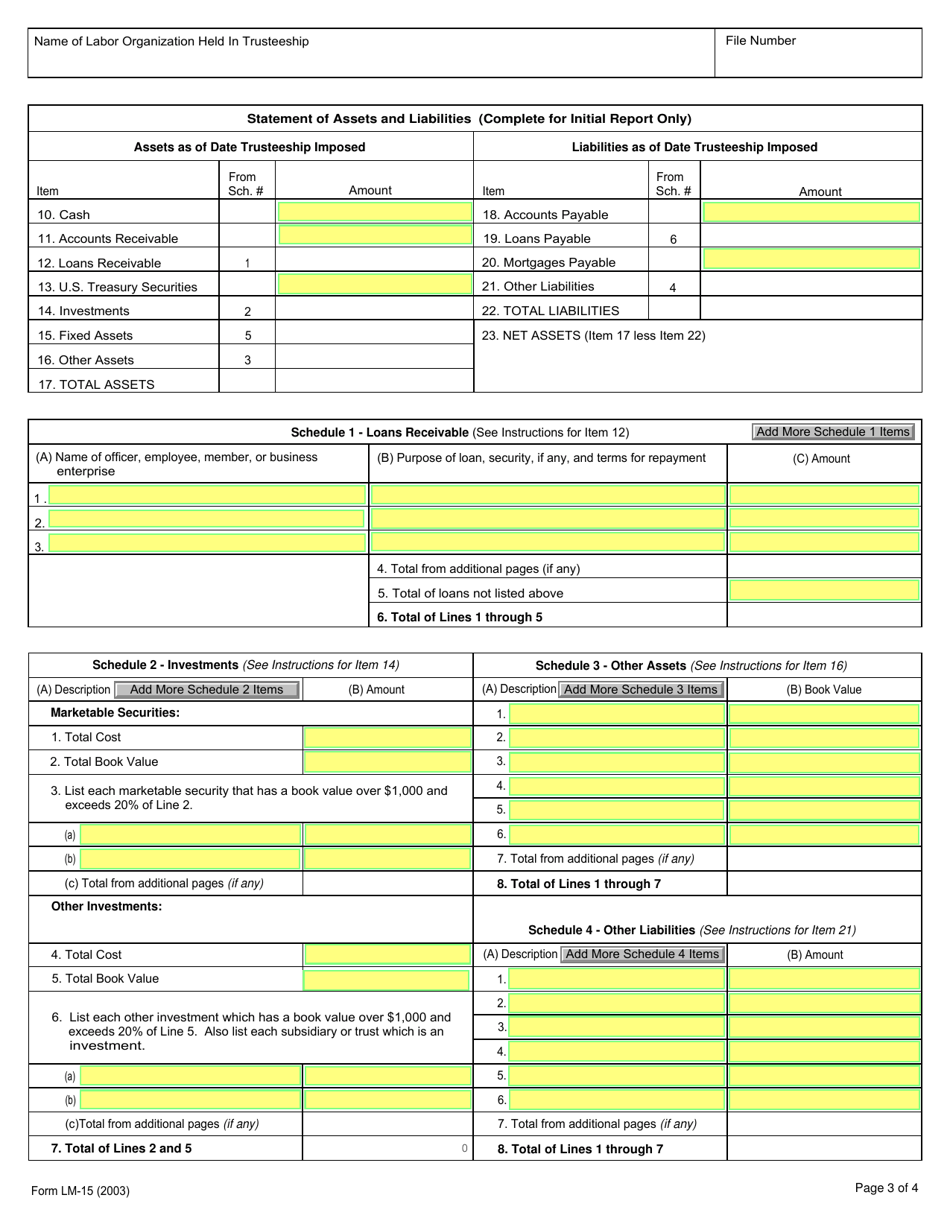 Form LM-15 Trusteeship Report, Page 3