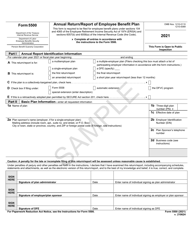 Form 5500 &quot;Annual Return/Report of Employee Benefit Plan - Sample&quot;, 2021
