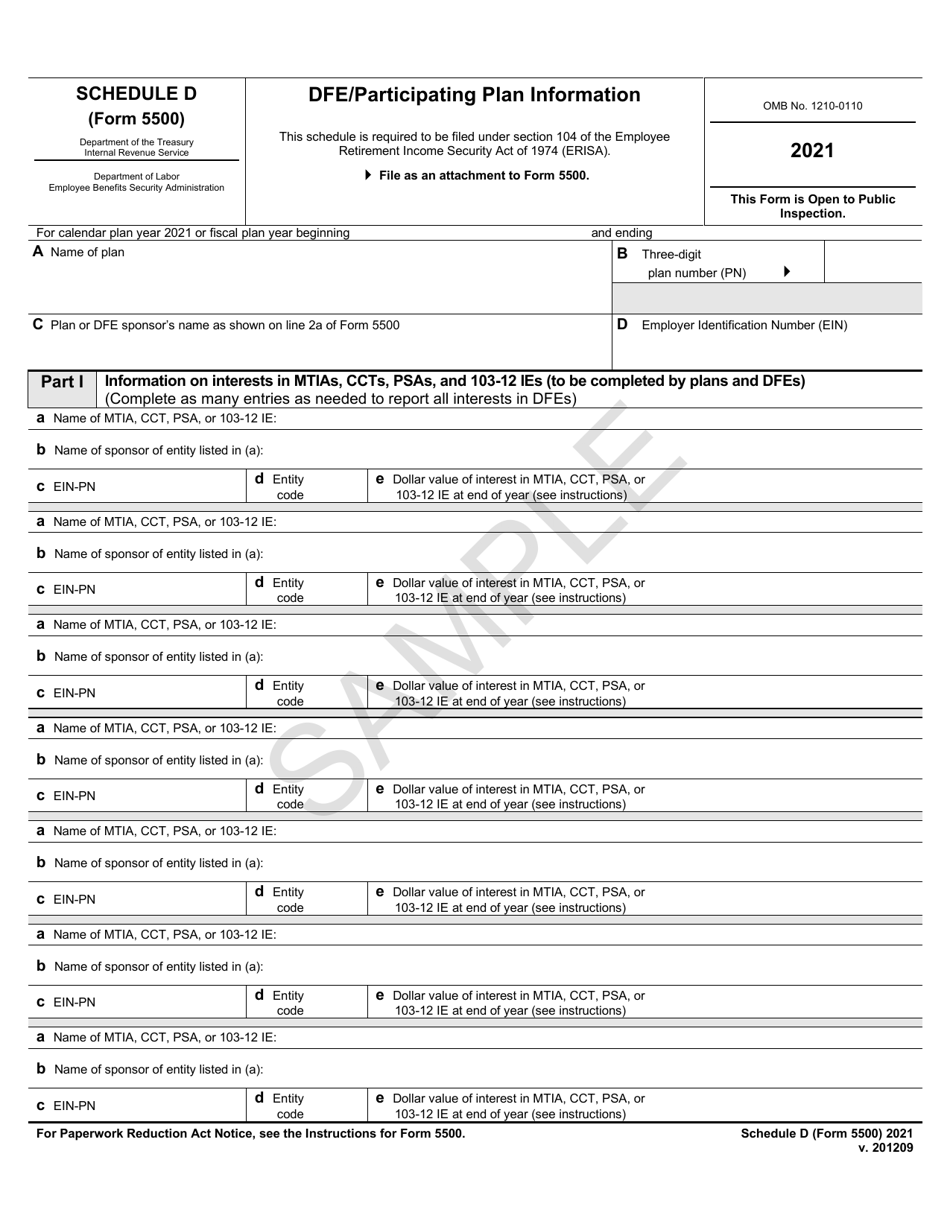 Form 5500 Schedule D 2021 Fill Out, Sign Online and Download