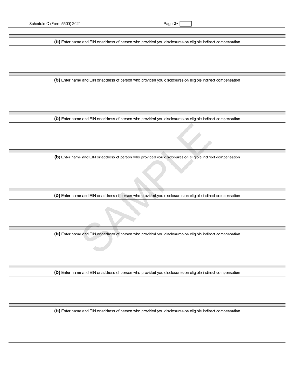 Form 5500 Schedule C Service Provider Information - Sample, Page 2