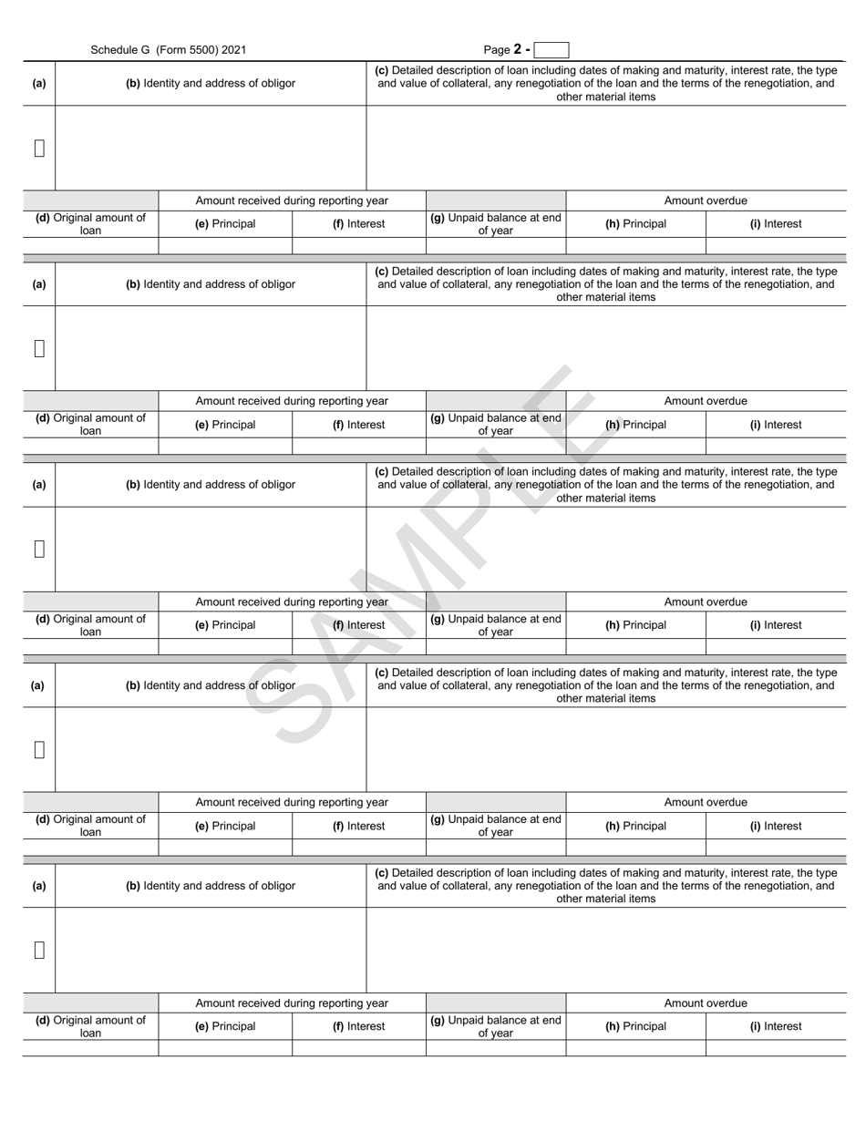 Form 5500 Schedule G Financial Transaction Schedules - Sample, Page 2