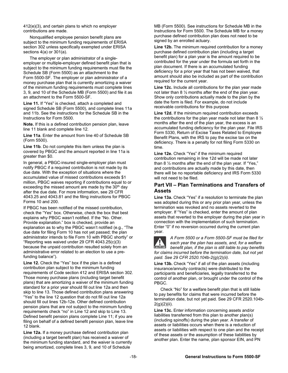 Instructions for Form 5500-SF Short Form Annual Return / Report of Small Employee Benefit Plan, Page 18
