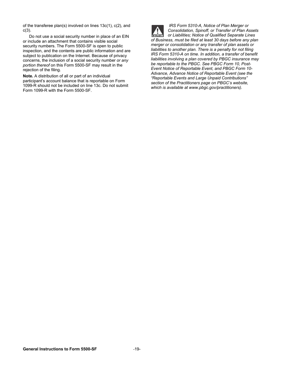 Instructions for Form 5500-SF Short Form Annual Return / Report of Small Employee Benefit Plan, Page 19