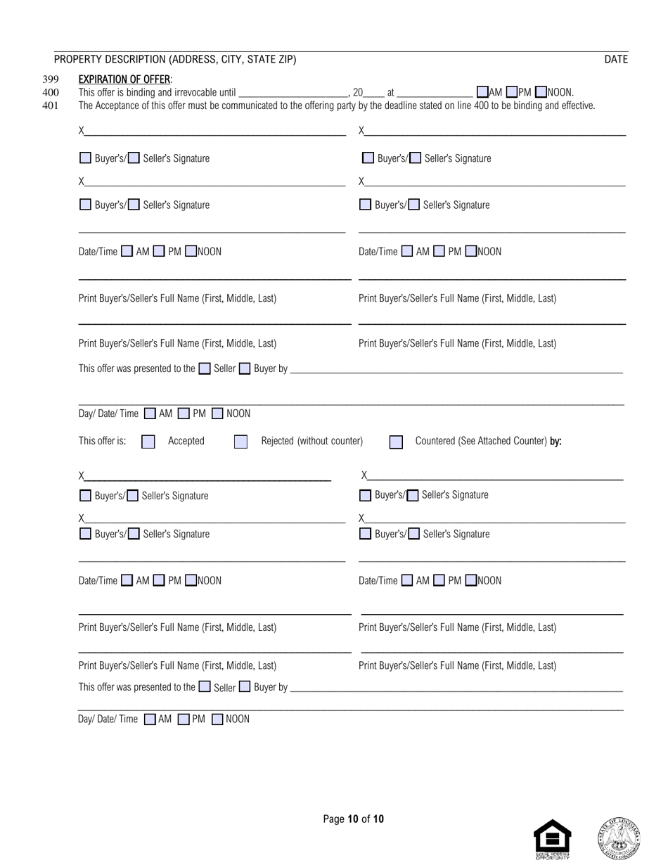 Louisiana Residential Agreement to Buy or Sell - Louisiana, Page 10