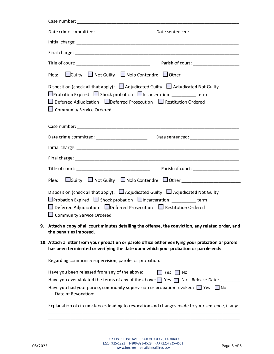 Application for Felony Review - Louisiana, Page 3