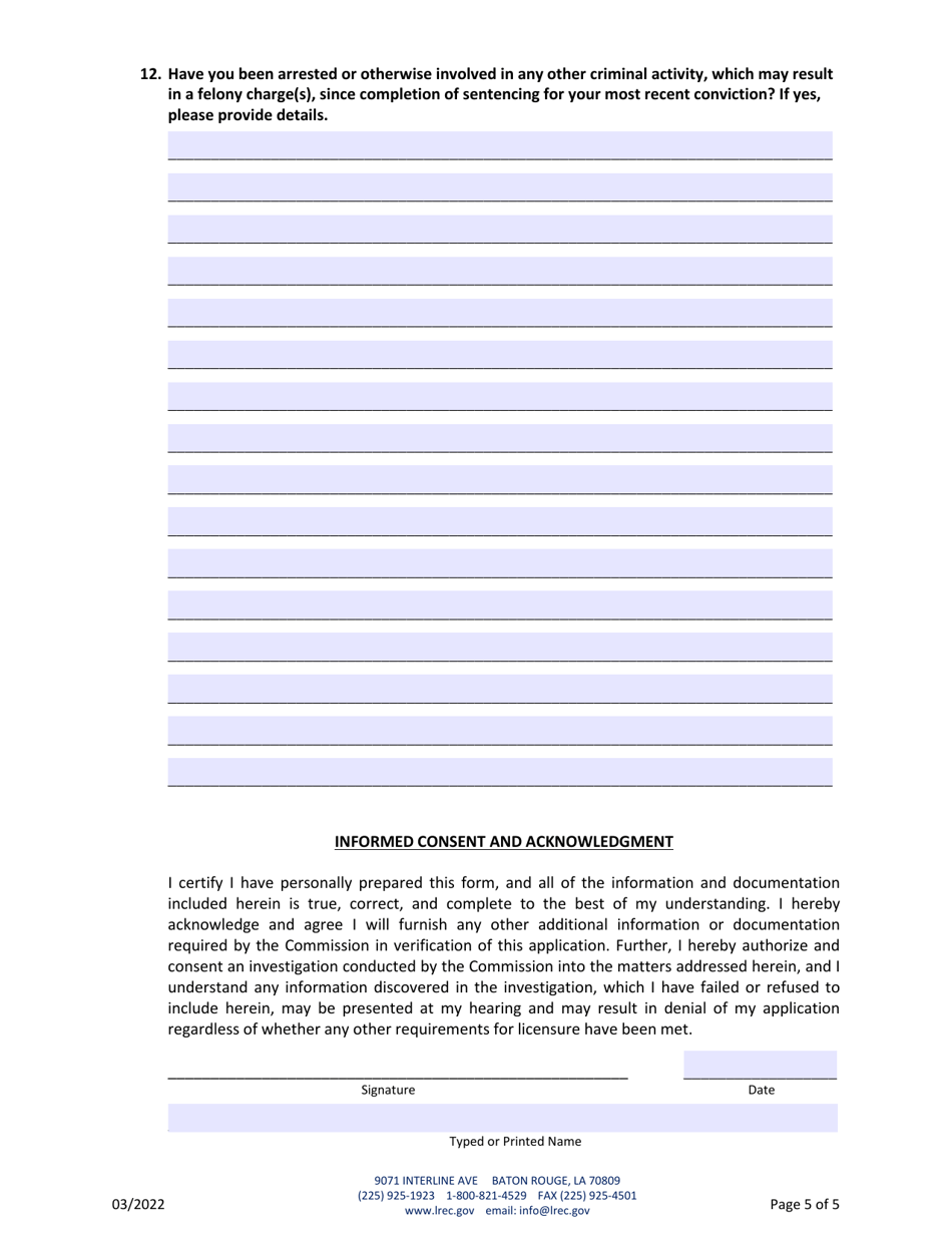 Application for Felony Review - Louisiana, Page 5