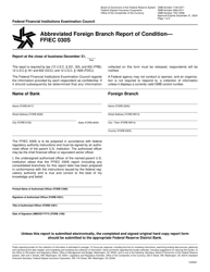 Form FFIEC030S Abbreviated Foreign Branch Report of Condition