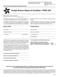 Document preview: Form FFIEC030 Foreign Branch Report of Condition