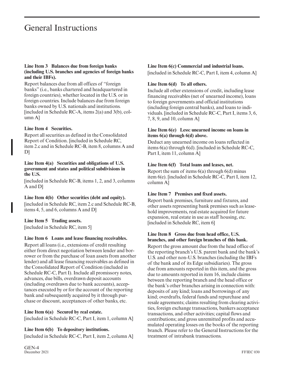Instructions for Form FFIEC030, FFIEC030S, Page 6
