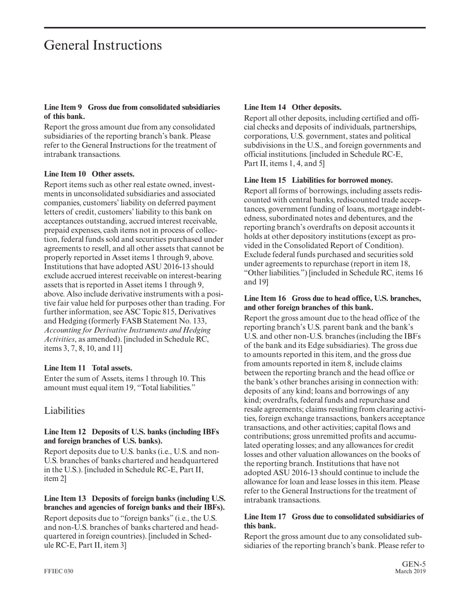 Instructions for Form FFIEC030, FFIEC030S, Page 7