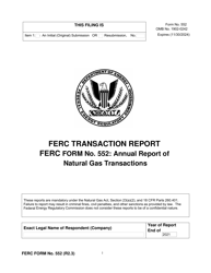FERC Form 552 Annual Report of Natural Gas Transactions