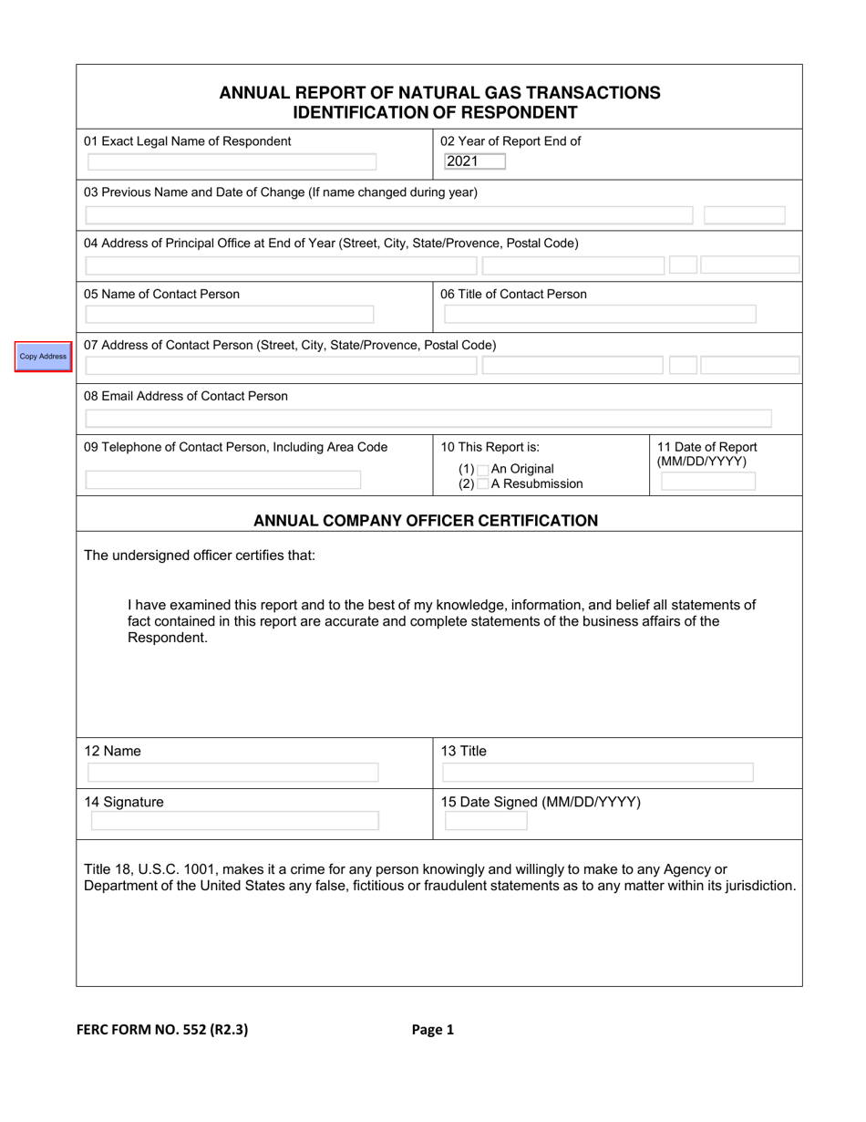 FERC Form 552 Annual Report of Natural Gas Transactions, Page 8