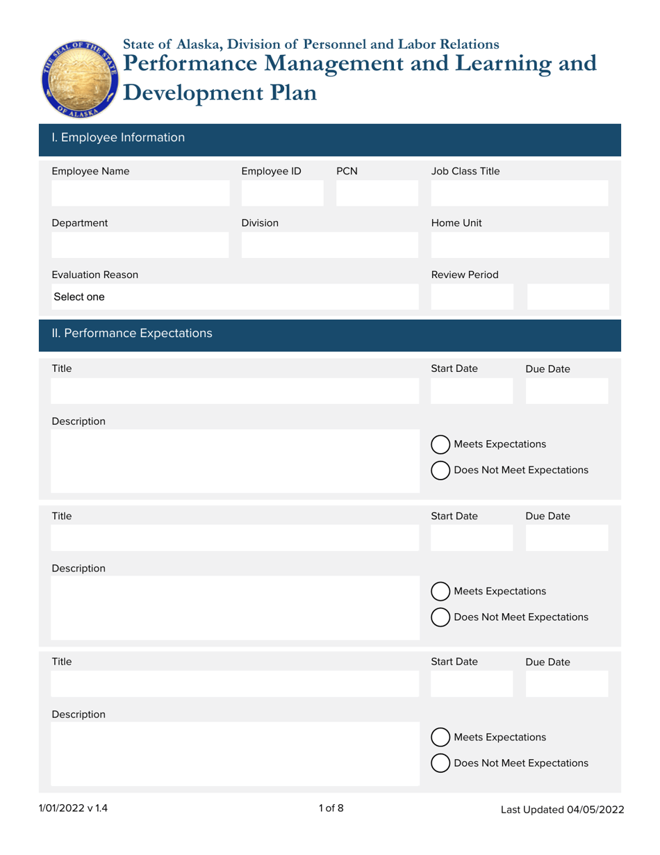 Alaska Performance Management and Learning and Development Plan - Fill ...