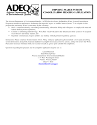 Document preview: Drinking Water System Consolidation Program Application - Arizona
