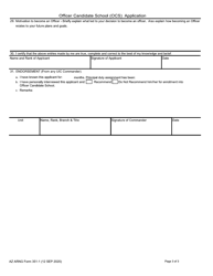 AZ ARNG Form 351-1 Officer Candidate School (Ocs) Application - Arizona, Page 3