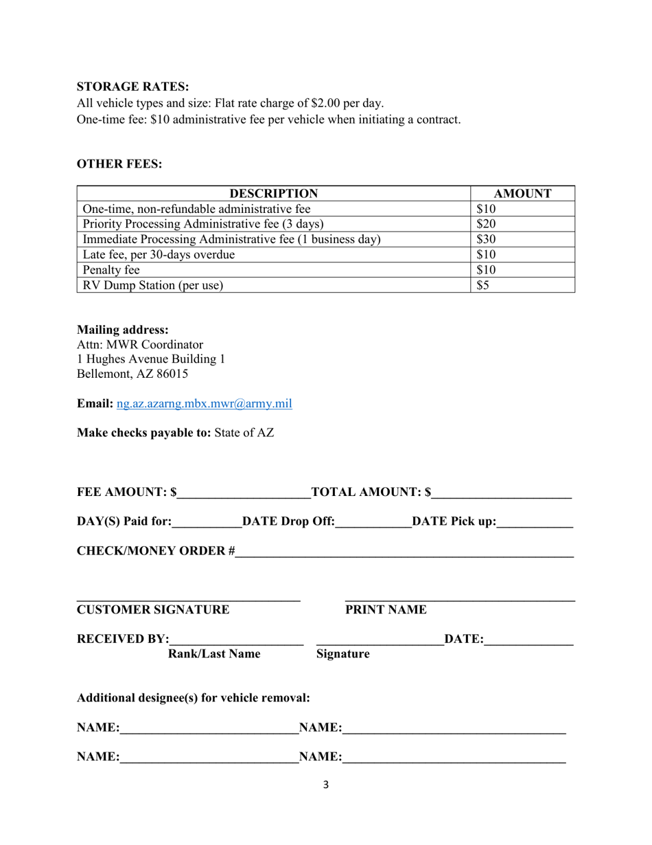 Camp Navajo Vehicle Storage Contract - Arizona, Page 3