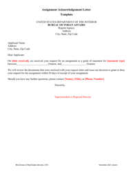 Document preview: Assignment Acknowledgement Letter Template