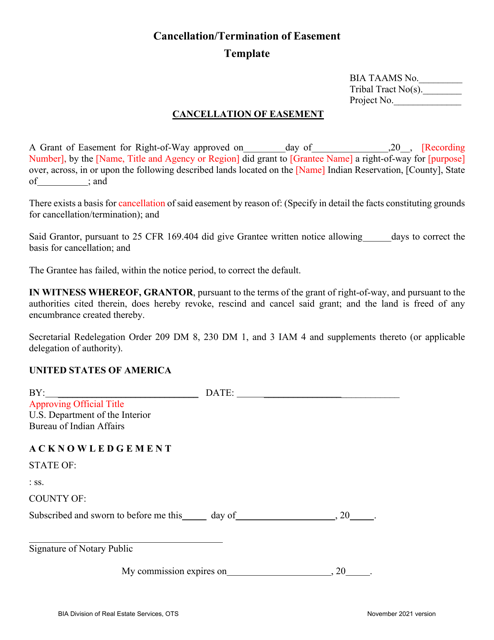 Cancellation/Termination of Easement Template