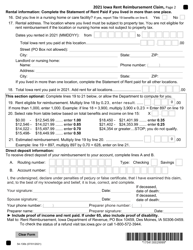 Form 54-130 Iowa Rent Reimbursement Claim - Iowa, Page 2