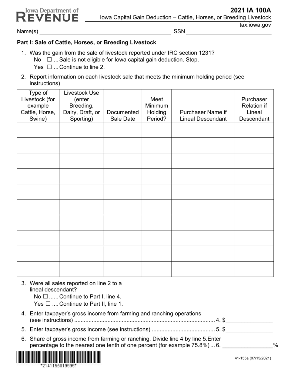 Form IA100A (41-155) - 2021 - Fill Out, Sign Online and Download ...