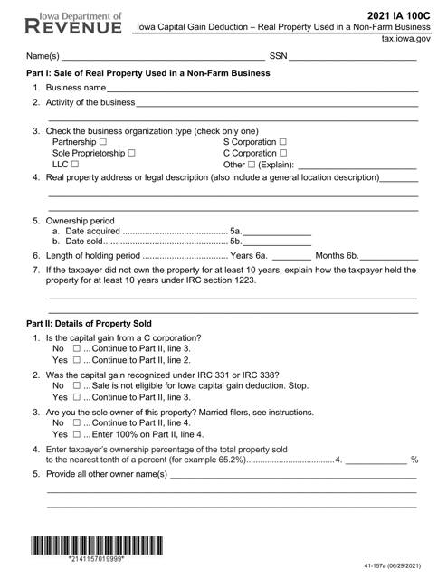 Form IA100C (41-157) 2021 Printable Pdf