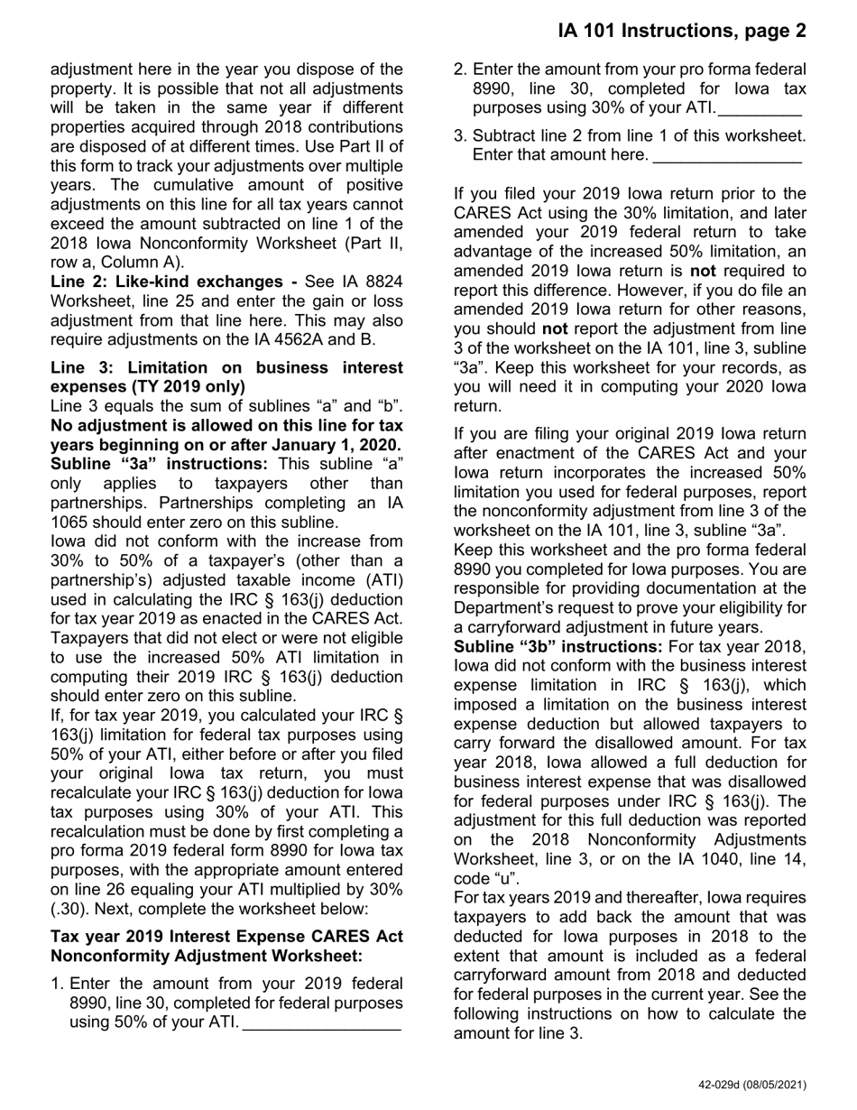 Form IA101 (42-029) Nonconformity Adjustments - Iowa, Page 4