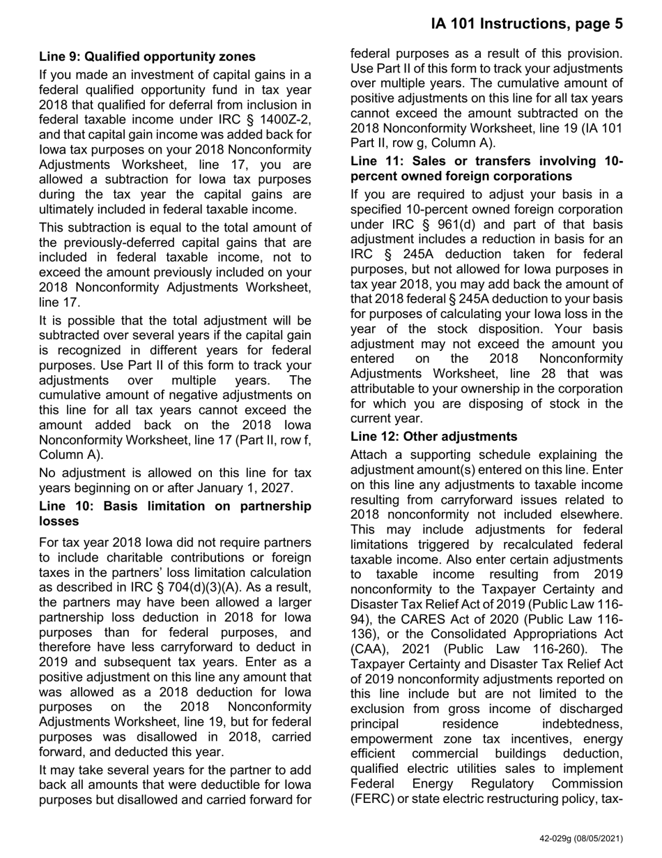 Form IA101 (42-029) Nonconformity Adjustments - Iowa, Page 7