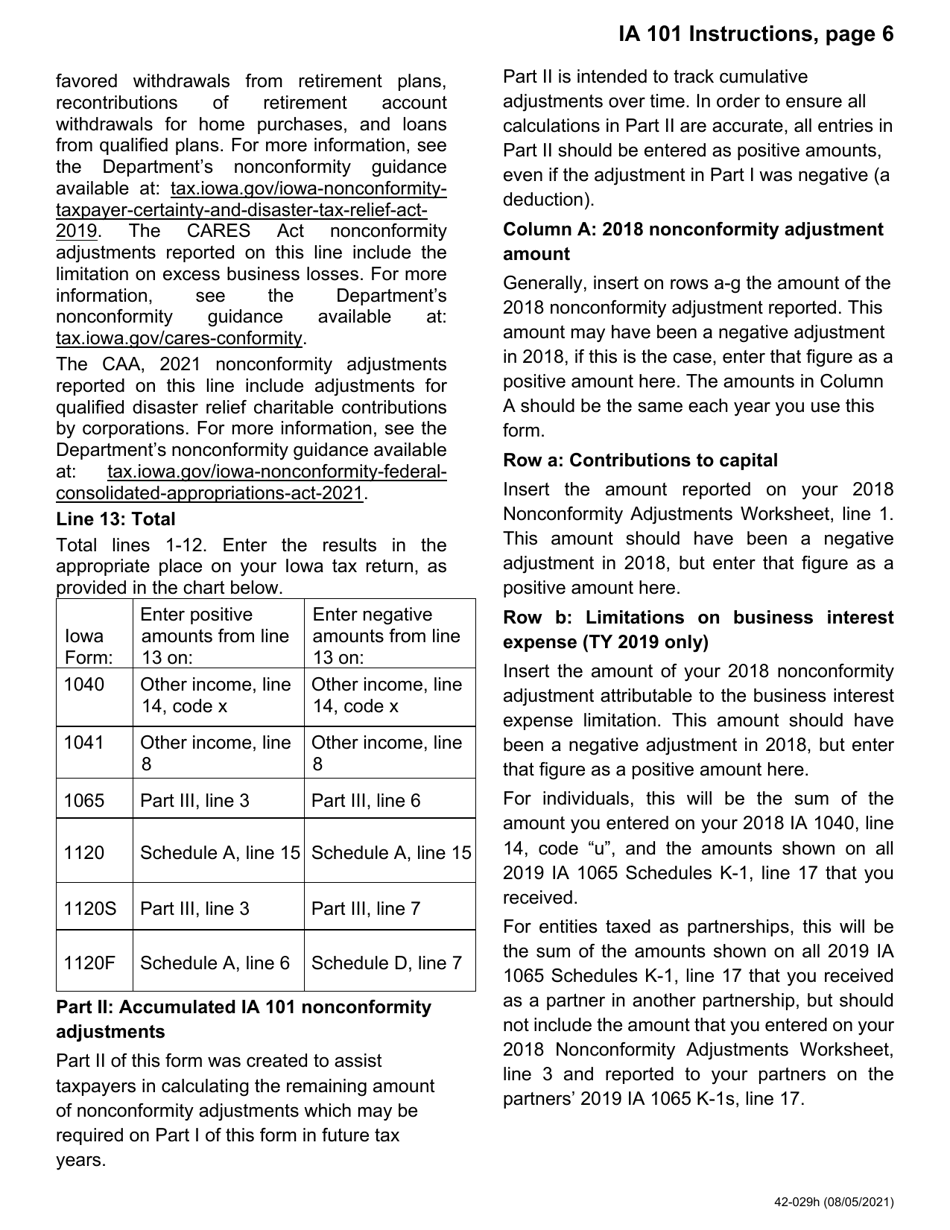 Form IA101 (42-029) Nonconformity Adjustments - Iowa, Page 8