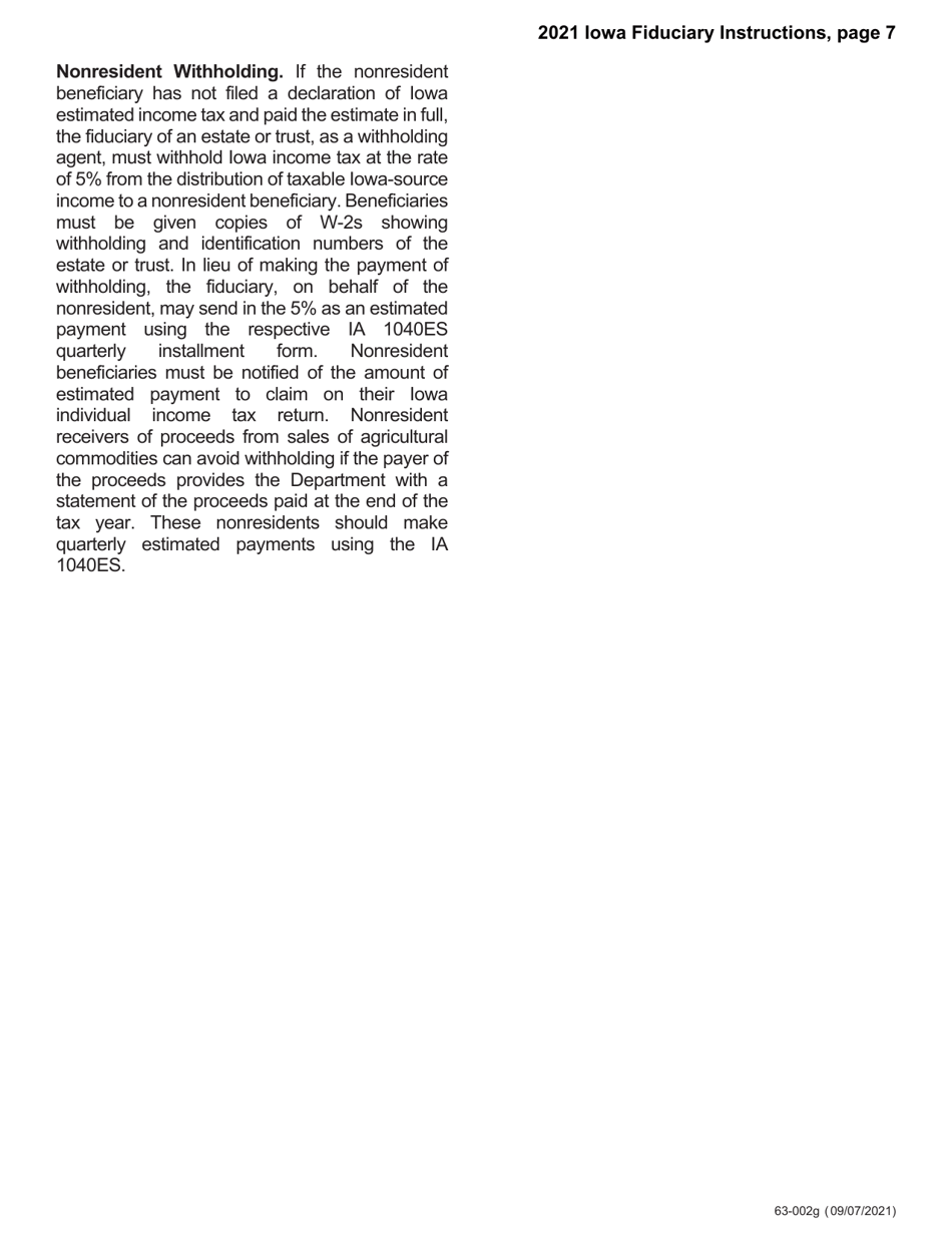 Instructions for Form IA1041, 63-001 Iowa Fiduciary Return - Iowa, Page 7