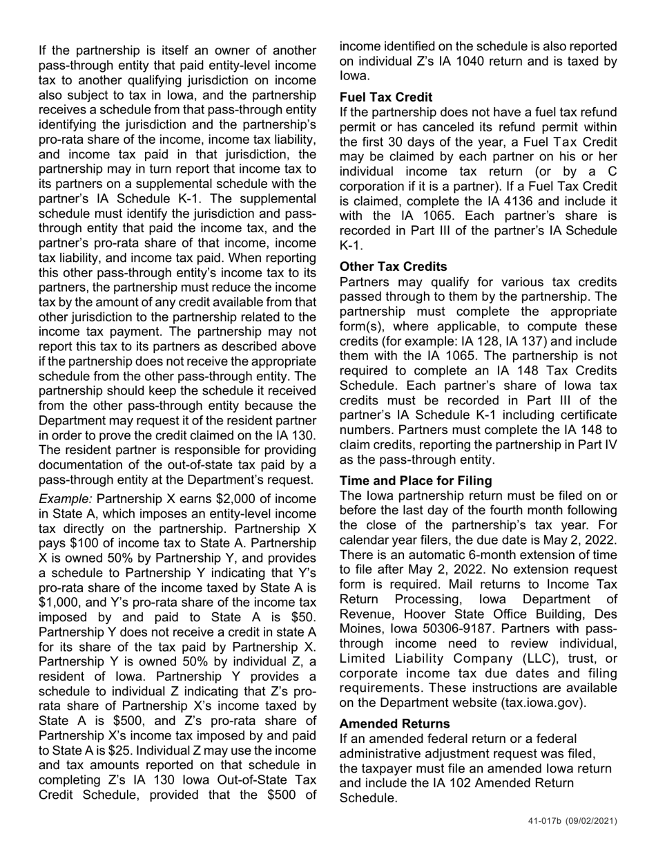 Instructions for Form IA1065, 41-016 Iowa Partnership Return of Income - Iowa, Page 2