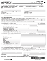 Document preview: Form IA1065 (41-016) Iowa Partnership Return of Income - Iowa