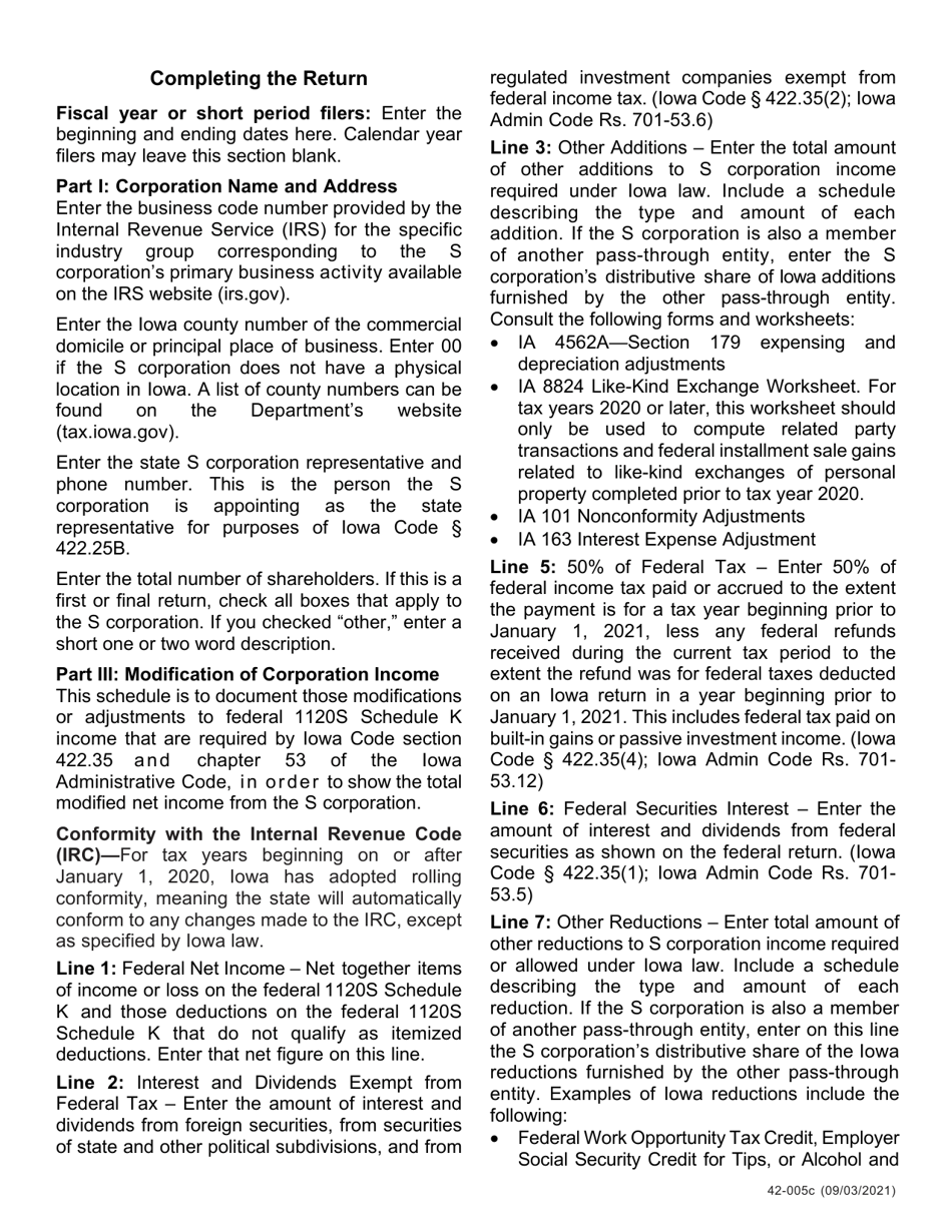 Instructions for Form IA1120S, 42-004, 42-008 Schedule K-1 - Iowa, Page 3