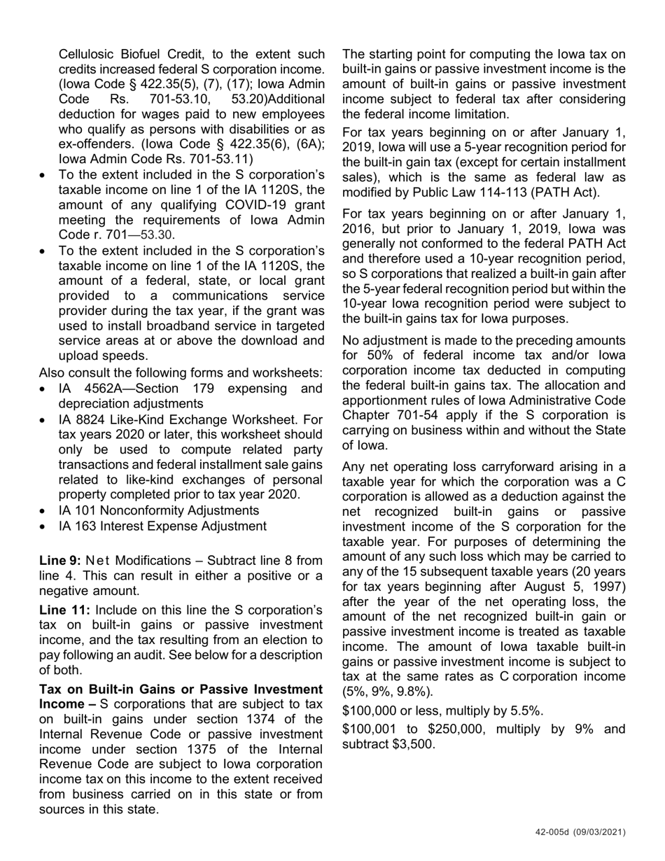 Instructions for Form IA1120S, 42-004, 42-008 Schedule K-1 - Iowa, Page 4