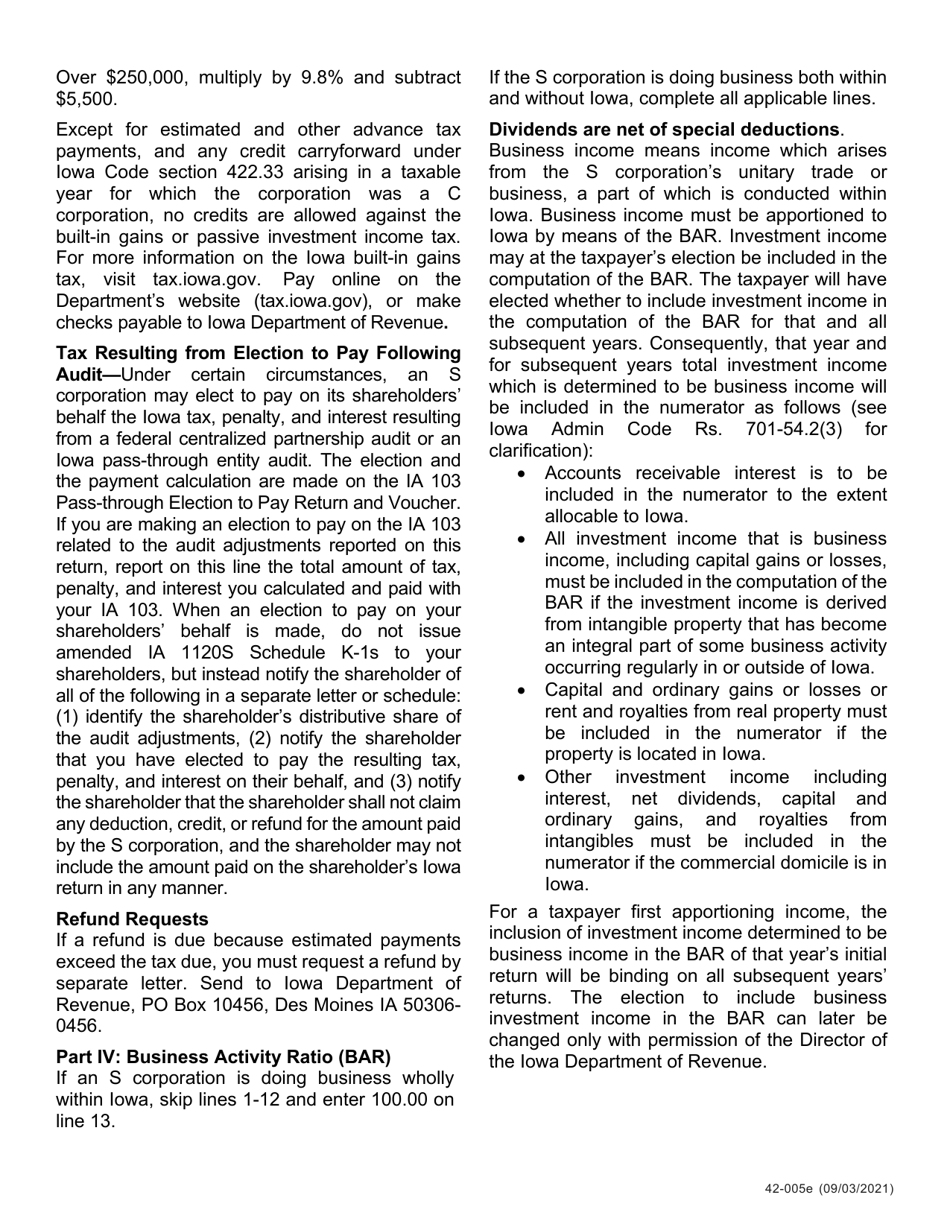 Instructions for Form IA1120S, 42-004, 42-008 Schedule K-1 - Iowa, Page 5