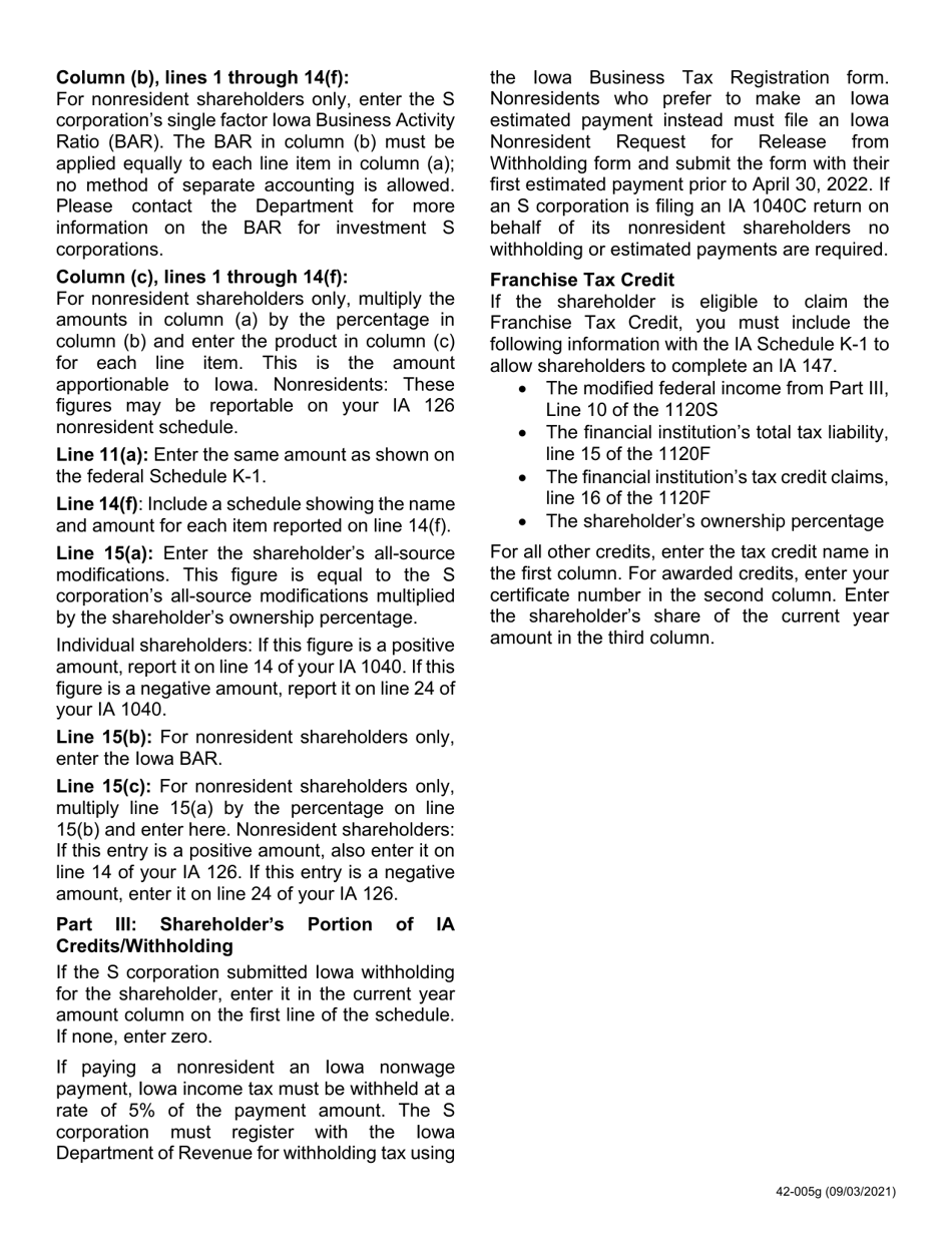 Instructions for Form IA1120S, 42-004, 42-008 Schedule K-1 - Iowa, Page 7