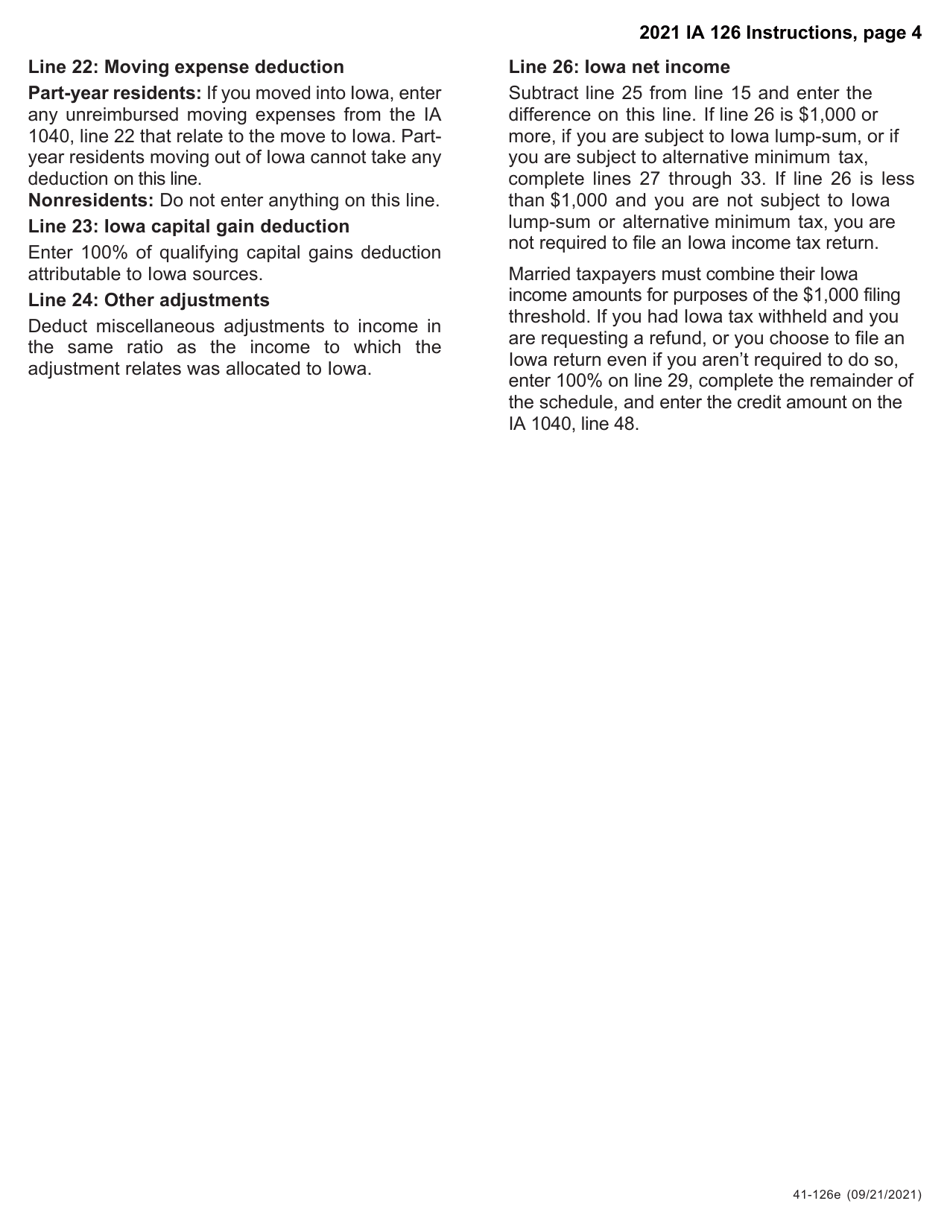 Form IA126 (41-126) Iowa Nonresident and Part-Year Resident Credit Schedule - Iowa, Page 5