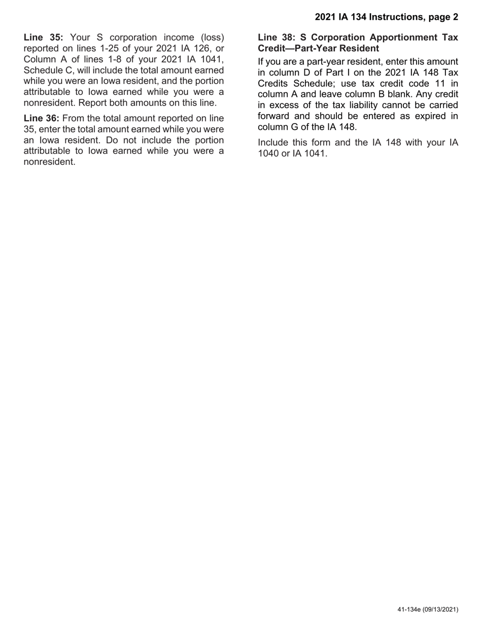 Form IA134 (41-134) Iowa S Corporation Apportionment Tax Credit - Iowa, Page 5