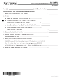 Form IA2210 (45-007) Iowa Underpayment of Estimated Tax by Individuals - Iowa