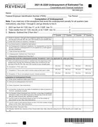 Form IA2220 (45-006) Underpayment of Estimated Tax - Corporations and Financial Institutions - Iowa