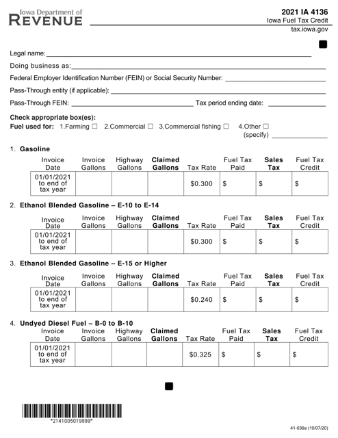 Form IA4136 (41-036) 2021 Printable Pdf