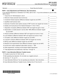 Form IA6251 (41-131) Iowa Alternative Minimum Tax - Individuals - Iowa
