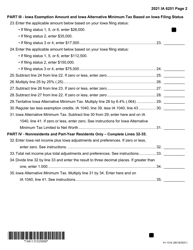 Form IA6251 (41-131) Iowa Alternative Minimum Tax - Individuals - Iowa, Page 2