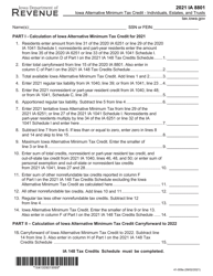 Document preview: Form IA8801 (41-009) Iowa Alternative Minimum Tax Credit - Individuals, Estates, and Trusts - Iowa