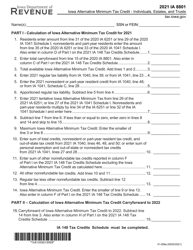 Form IA8801 (41-009) Iowa Alternative Minimum Tax Credit - Individuals, Estates, and Trusts - Iowa