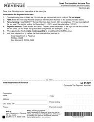 Document preview: Form IA1120V (42-019) Corporation Income Tax Payment Voucher - Iowa
