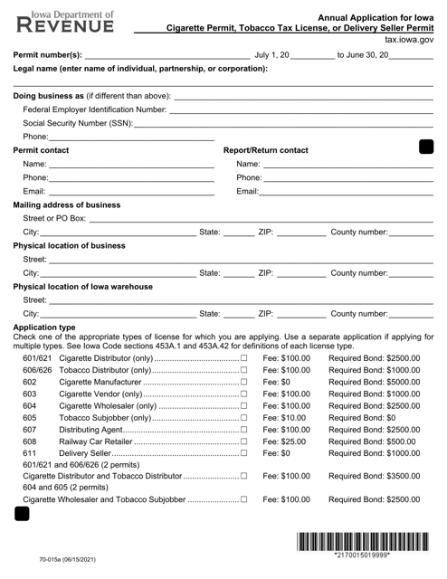 Form 70-015  Printable Pdf